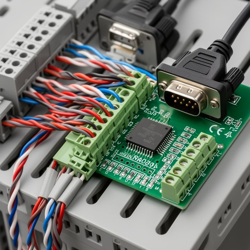 Industrial CAN-FD fieldbus wiring with twisted pair cables and control terminals