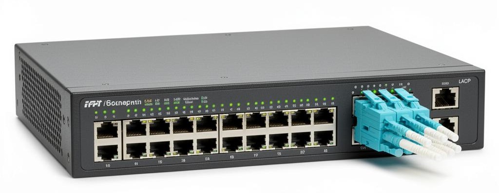 Industrial network switch with LACP link aggregation configuration and multiple Ethernet ports
