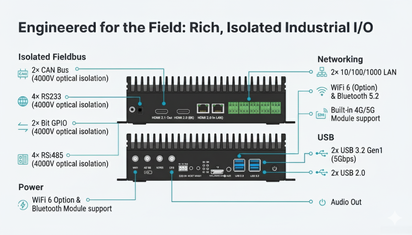 AE-3588BT Isolated rk3588 Edge AI Computer can bus