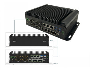 AX-320BT 8-port 2.5GbE industrial box PC for network and vision aggregation