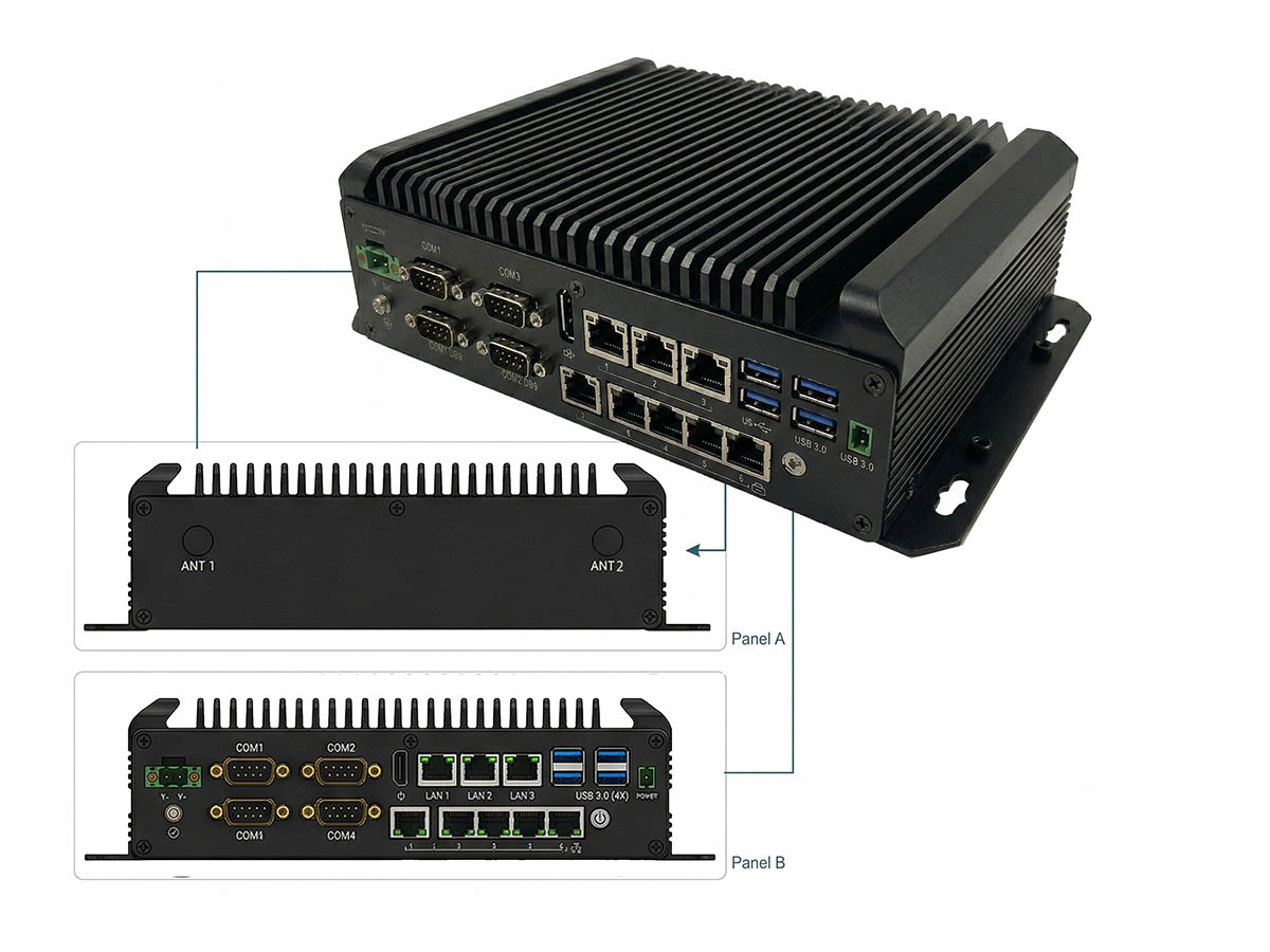 AX-320BT Fanless Industrial PC 8-Port 2.5GbE LAN Network Hub