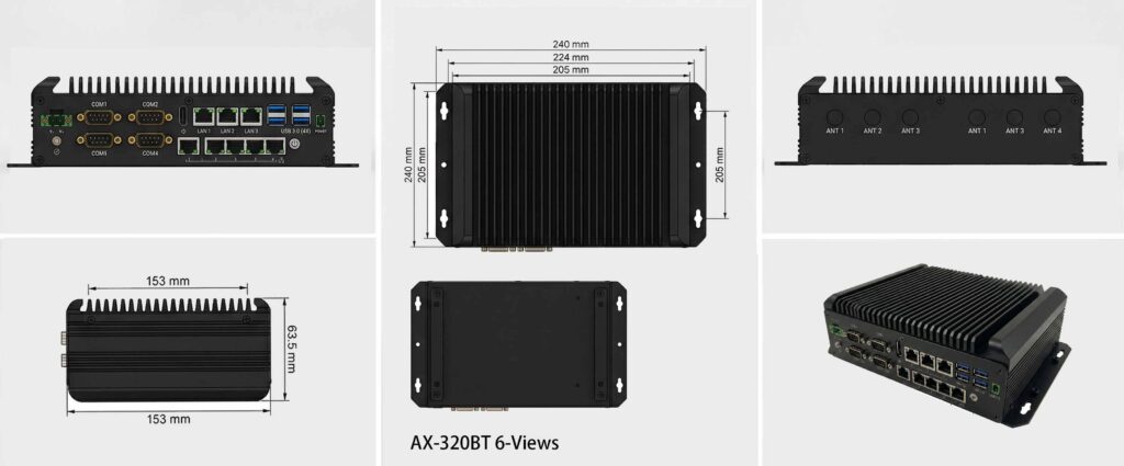 AX-320BT Fanless industrial pc 8 port rj45