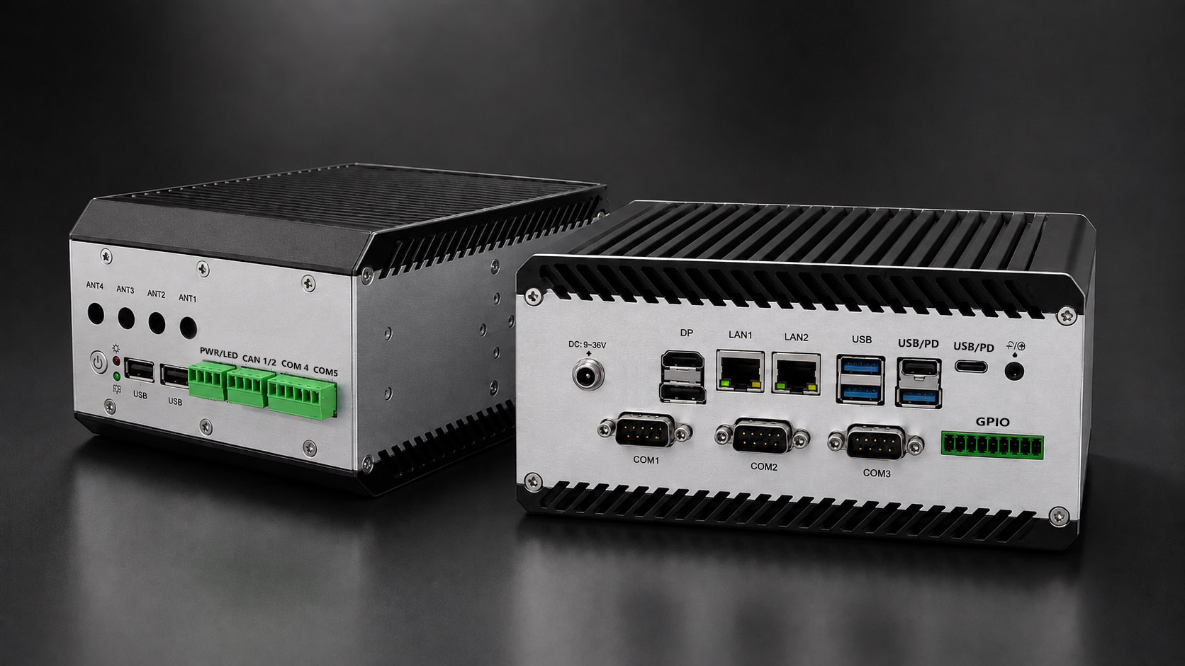 AX-238BT industrial PC driving four independent displays