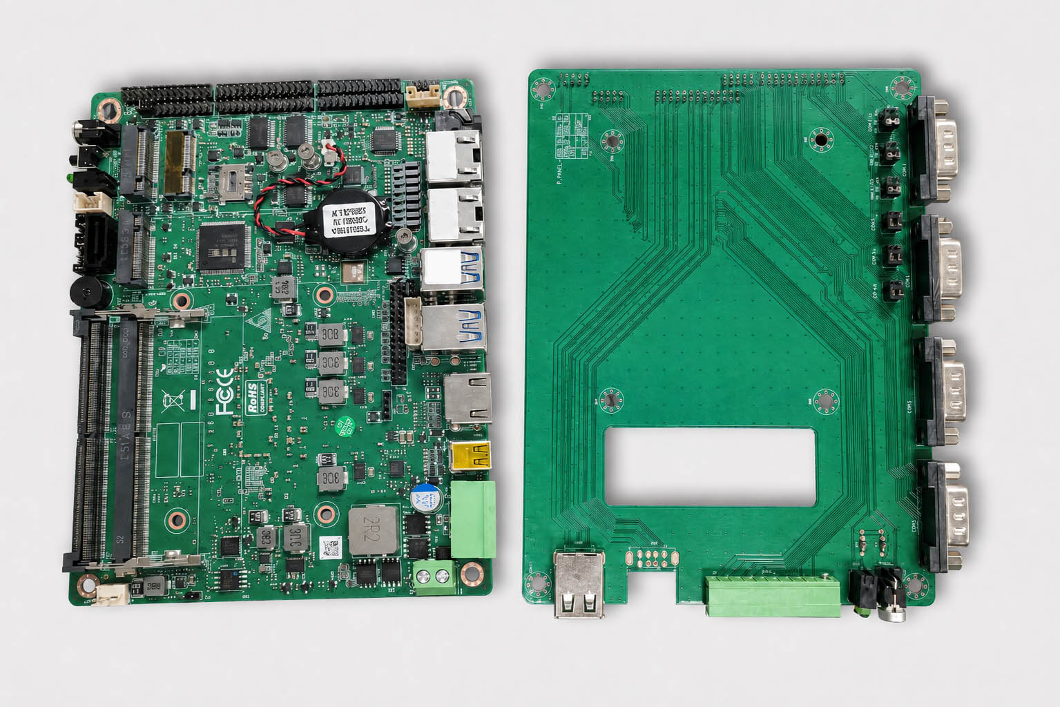 Internal expansion headers on the AX-234BT mainboard showing COM3–COM6, USB 2.0, and GPIO blocks