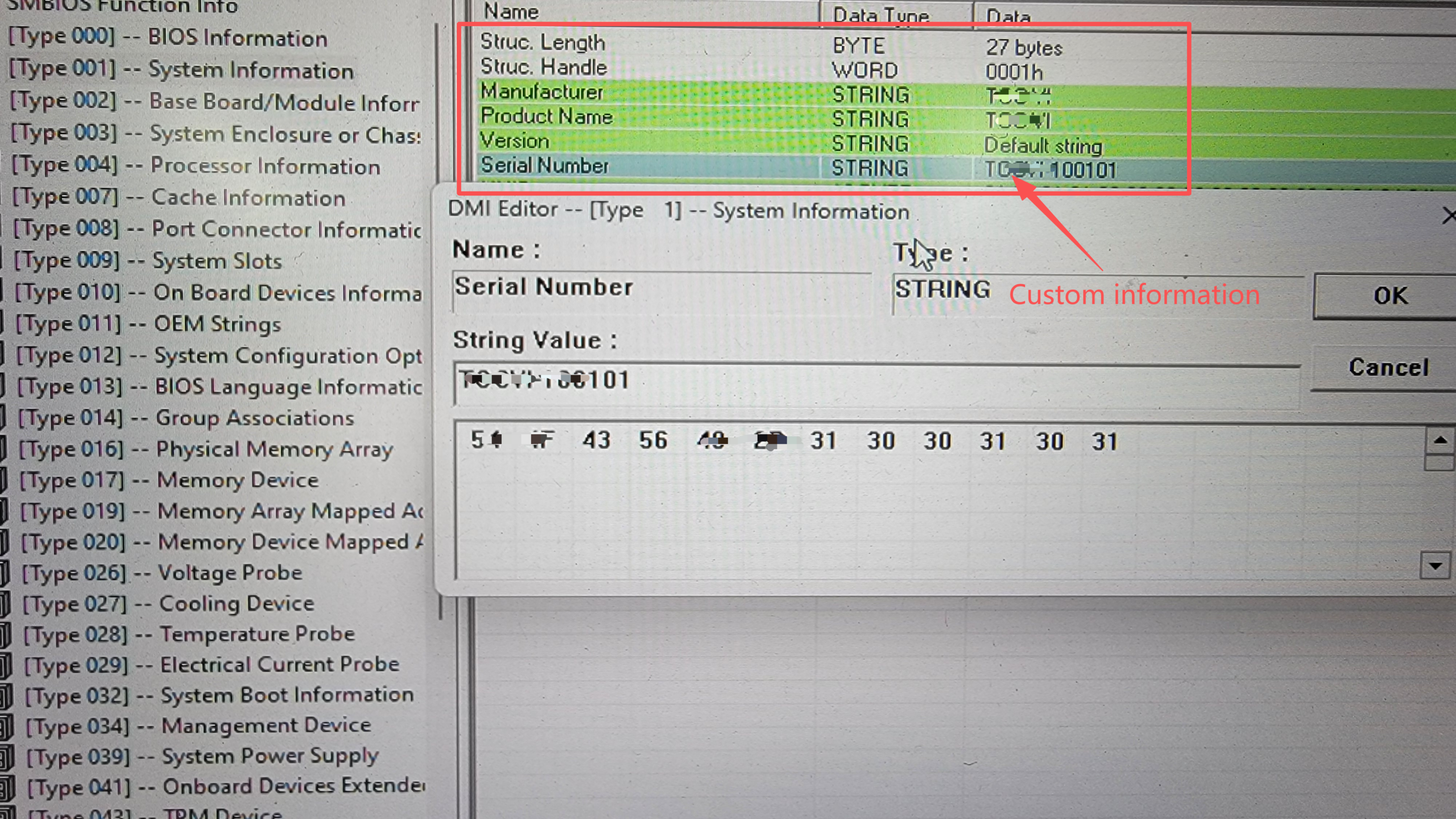SMBIOS Type 1 fields written at production
