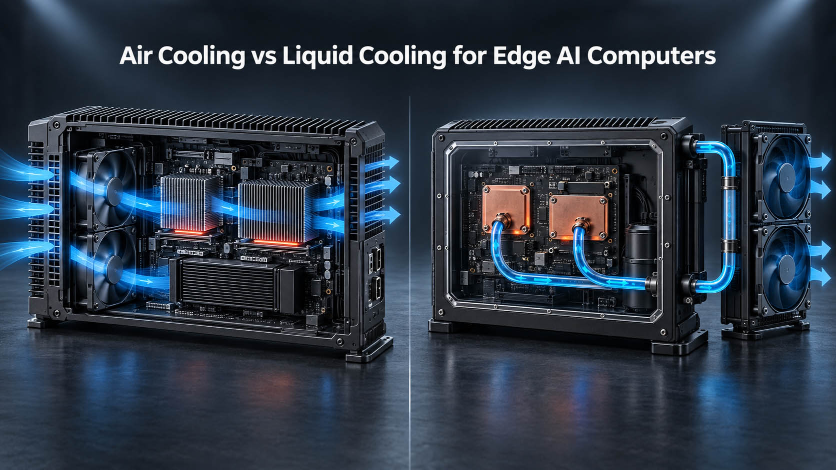 Air cooling and liquid cooling architectures compared for an Edge AI computer