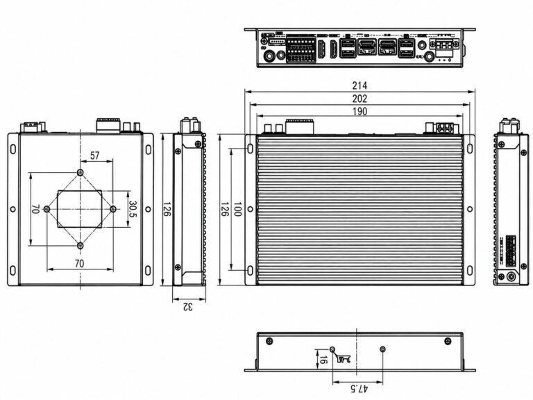 AE-3588LBT dimension drawing fanless RK3588 enclosure
